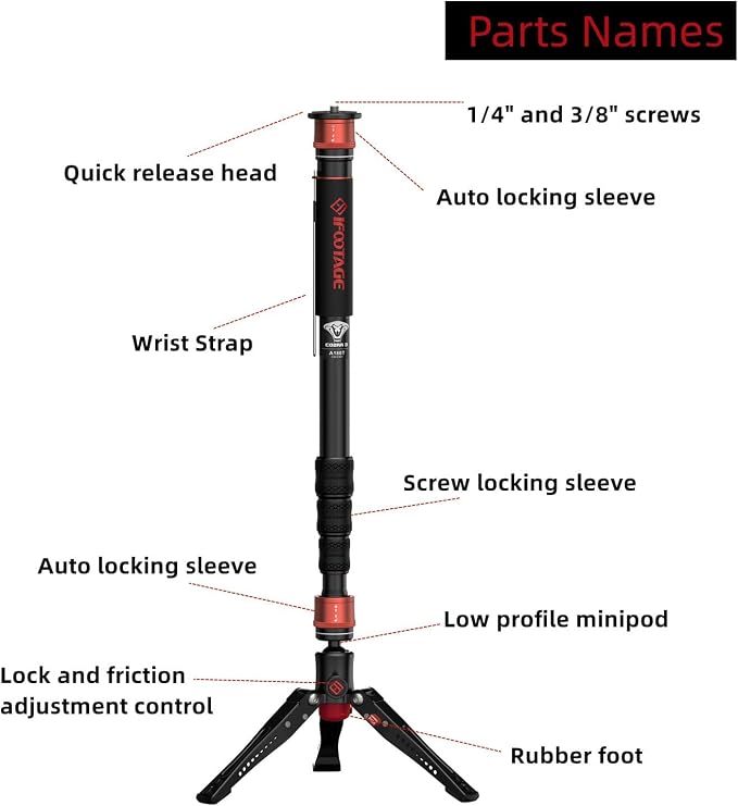 IFOOTAGE Cobra 3 A180T, Camera Monopod - Image 2