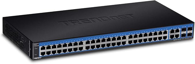 TRENDnet 52-Port Gigabit Web Smart Switch, 48 Gigabit RJ-45 Ports, 4 Shared by TRENDnet