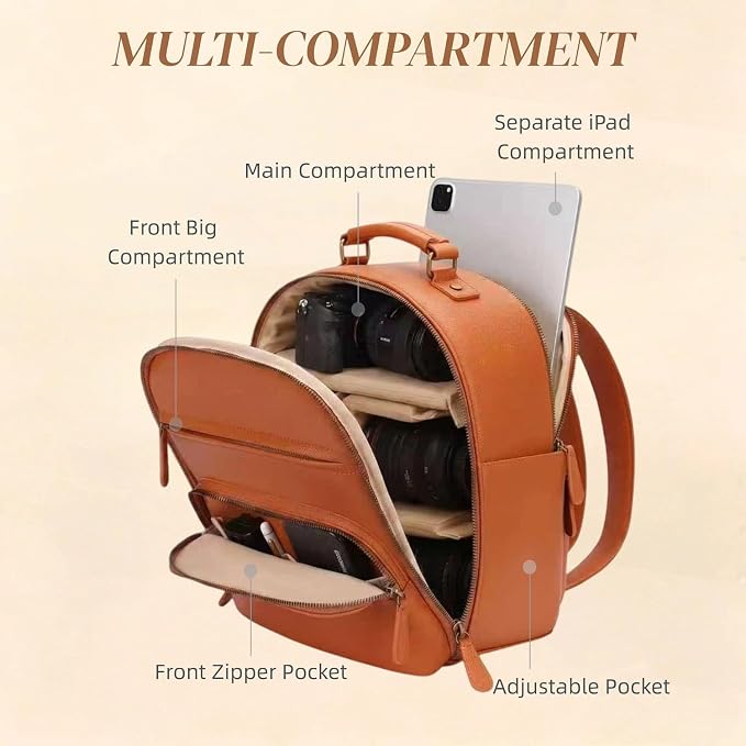 Small Camera Backpack, Classic PU Leather - Image 7