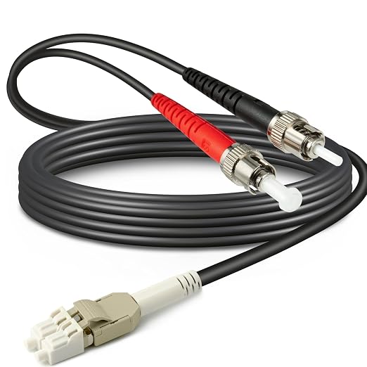 30ft / 10m Outdoor Armored OD-5mm OM1 LC to ST Fiber Cable, LC-ST Fiber Optic by Yunsufiberpro
