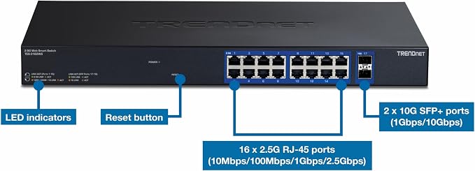 TRENDnet 18-Port Multi-Gig Web Smart Switch, TEG-3182WS, 16 x 2.5Gb Ports - Image 3