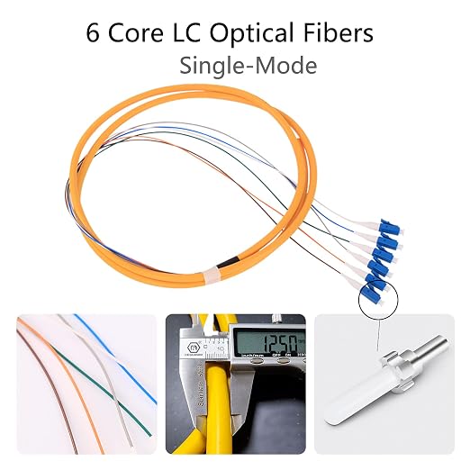 1.5m LC Fiber Pigtail, 6 Color-Coded SingleMode 9/125 LC-UPC Fiber Optic Patch - Image 3