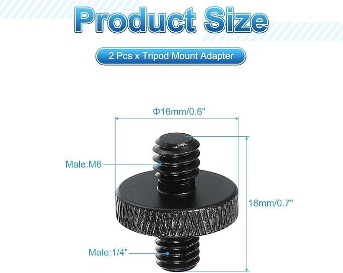 PATIKIL Tripod Screw Adapter 1/4" Male to M6 Male, 18 mm - Image 2