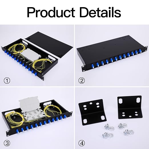 12 Duplex 24 Port LC-OS1 Rack Mount Enclosure Box + Splice Trays Fiber Cables - Image 3