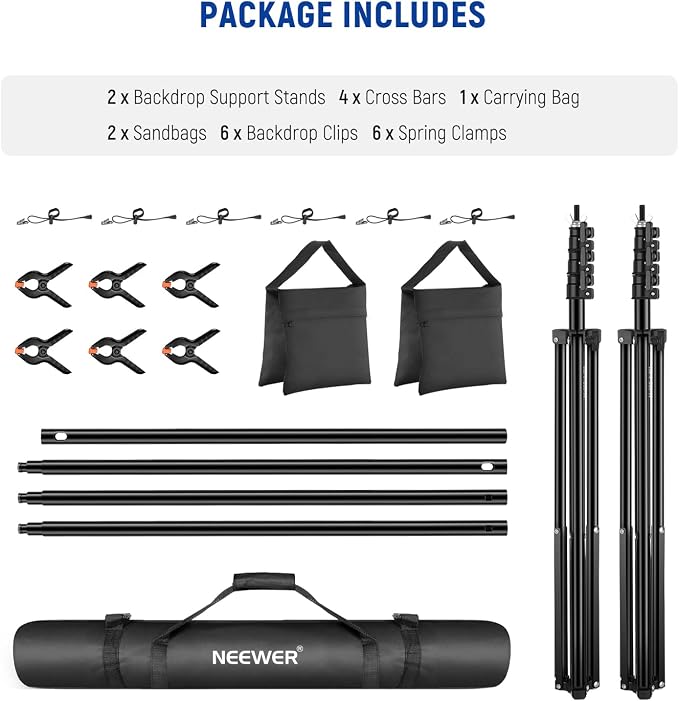 NEEWER 8.5x10ft Adjustable Backdrop Stand Kit, Photography Background Support - Image 10
