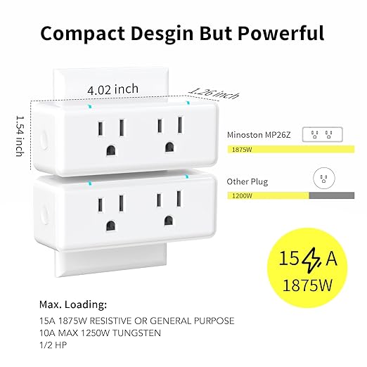 Minoston 800 Series Zwave Dual Outlet Plug, On/Off Z-Wave Repeater Switch - Image 6