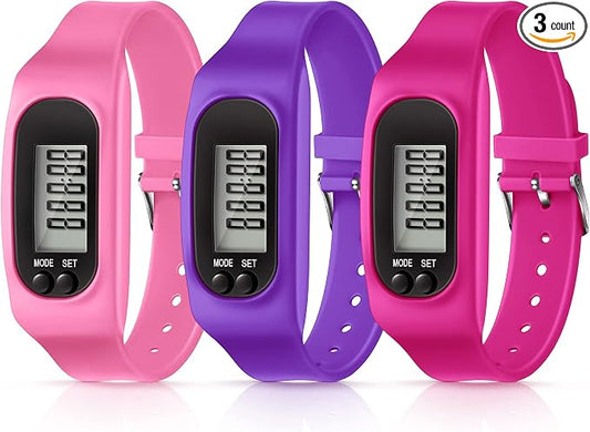 Silicone Fitness Tracker Watch 3 Pcs Walking Running Pedometer Calorie Burning by Kenning