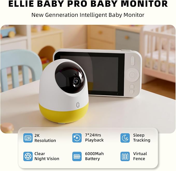 Ellie Pro Baby Monitor with Camera and Audio, 6000mAh Battery, Remote - Image 2