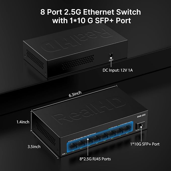 Real HD 8 Port 2.5G Ethernet Switch Unmanaged Network Switch - Image 5
