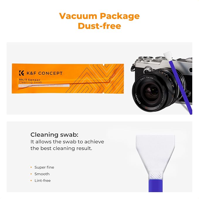 K&F CONCEPT 12mm Micro Four-Thirds 4/3 Sensor Cleaning Swab*10 + 20ml Sensor - Image 3