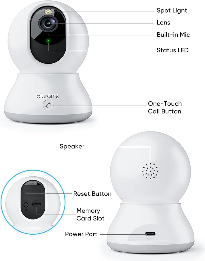 blurams 8MP Indoor Camera, 360° PTZ Baby Monitor, Pet Camera - Image 9