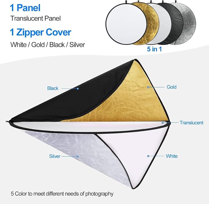 EMART 24'' 5 in 1 Photo Collapsible Photography Reflector - Image 3