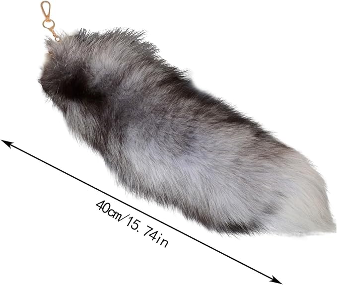 Fox Tail Keychain Long, Fluffy Therian Tail Faux Fur Keyring, Party Costume - Image 2