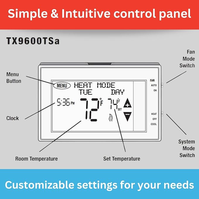 Lux LTX9600TS 7 Day Digital Programmable Thermostat - Image 5