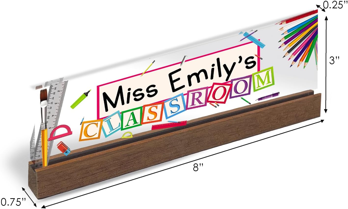 Artblox Office Personalized Name Plate for Desk with Business Card Holder On Clear Acrylic Glass School Teacher Design Custom Desk Name Plate with Your Name and Credentials Customized Gift