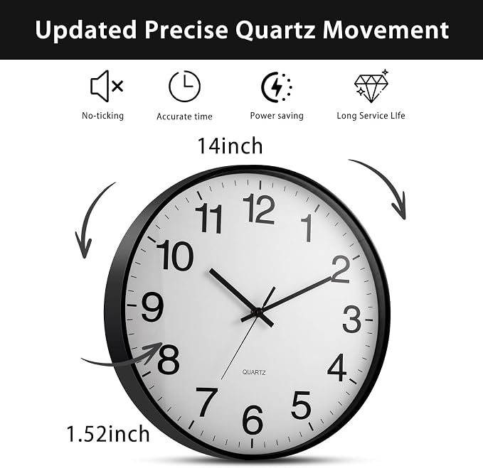 Inbagi 8 Pcs Wall Clock Large Silent Battery Operated Wall Clocks Modern Non - Image 2