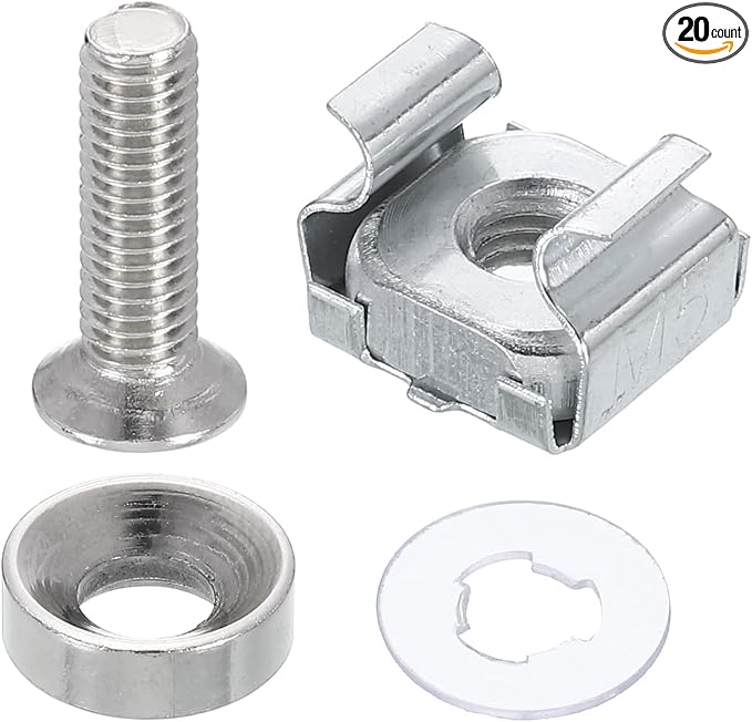 PATIKIL Rack Mount Cage Nut, Carbon Steel Rack Screws Zinc Square Snap-in Cage by PATIKIL