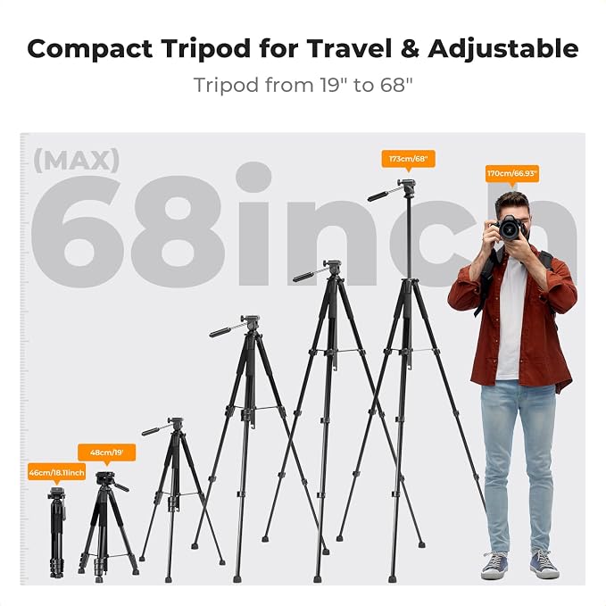 K&F CONCEPT Camera Tripod, Cellphone Clip - Image 4