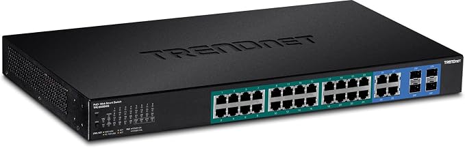 TRENDnet 28-Port Web Smart PoE+ Switch, 24 x Gigabit PoE+ Ports, 4 x Shared by TRENDnet