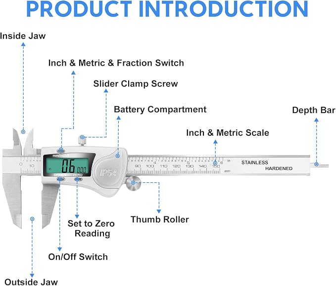 Digital Caliper Measuring Tool, IP54 Waterproof Electronic Micrometer Caliper - Image 5