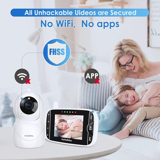 HelloBaby Monitor with Camera and Audio, IPS Screen LCD Display Video Baby - Image 8