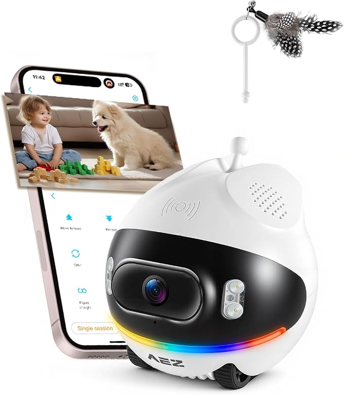 AEZ Robot Camera on Wheels 1080P Dual Lens, Indoor Movable Security Camera by AEZ