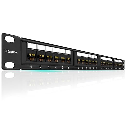 Rapink Patch Panel 24 Port Cat6 10G Support, Network Panel UTP 19-Inch by Rapink