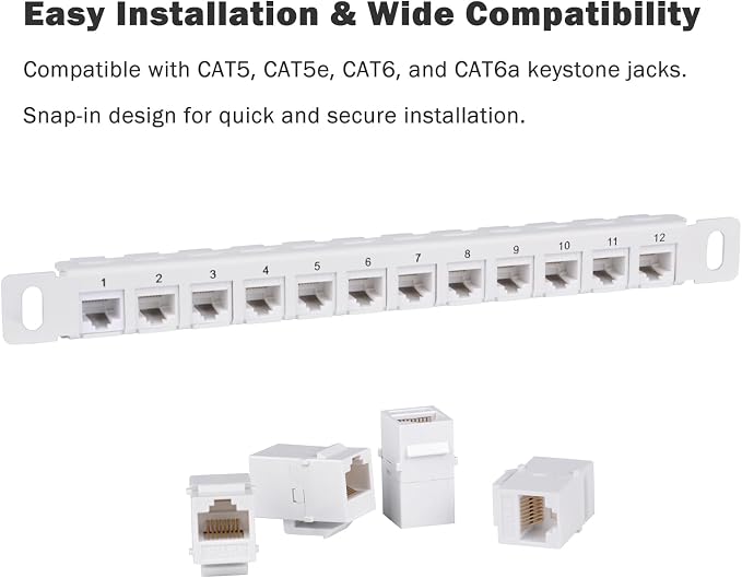 GeeekPi 10 inch 0.5U 12 Port Blank Keystone Patch Panel - Image 4