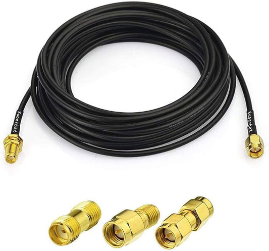Superbat RF coaxial SMA Male to SMA Female Bulkhead RG174 15ft Cable + 3pcs RF by SUPERBAT