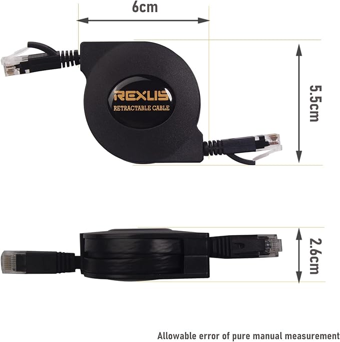 REXUS Retractable Cat 6 Flat Ethernet Network Cable 6.6 FT - Image 4