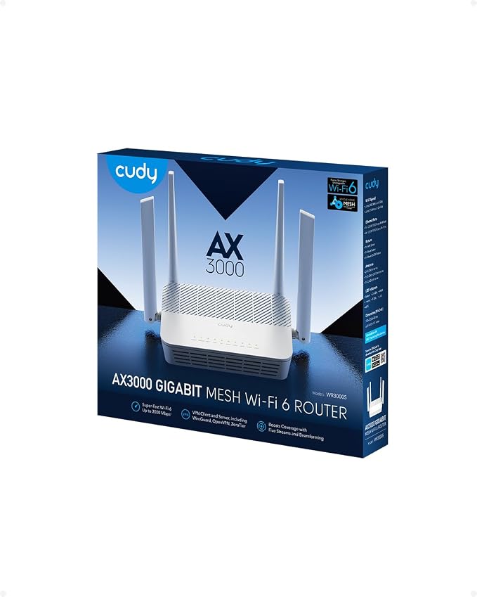 Cudy WR3000S AX3000 Dual Band WiFi 6 Mesh Router, 5 Gigabit Ethernet RJ45 Ports - Image 9