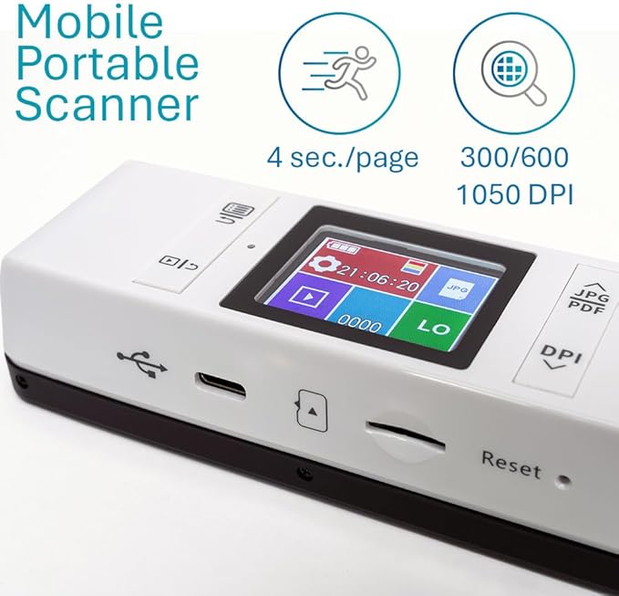 IRIScan Book 7 White Portable Wireless Handheld Scanner, 1050 DPI Document and - Image 2