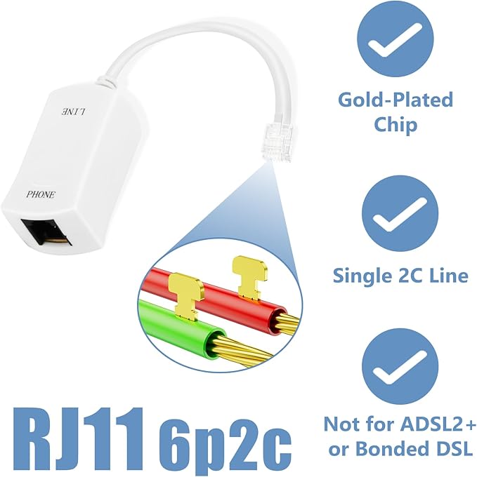 Uvital DSL Filter for Landline Phone, 2 Pack DSL Modem Phone Filter, RJ11 - Image 4
