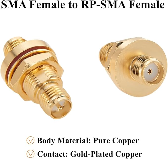 RP-SMA Female to SMA Female Bulkhead Panel Mount Adapter 50 Ohm Low Loss RF - Image 5