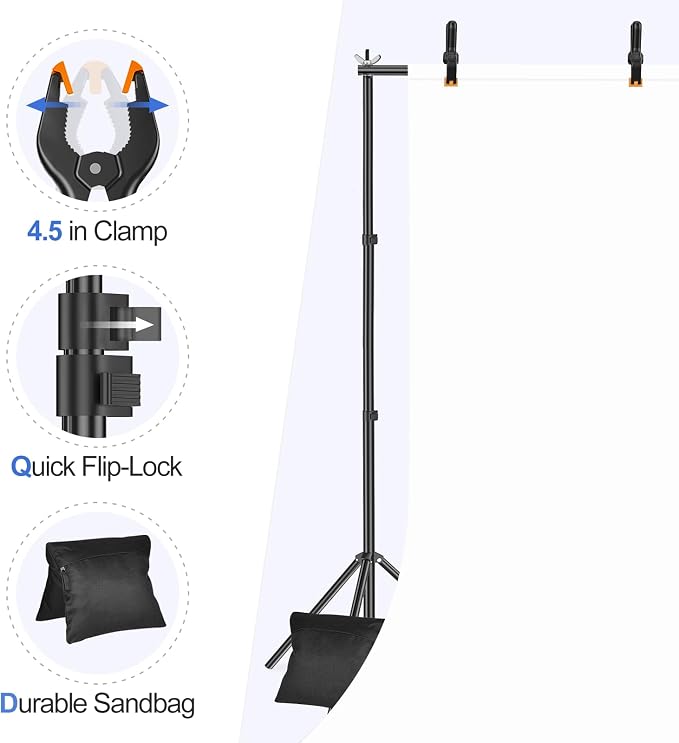 EMART Backdrop Stand 10x8.5ft Photo Studio Adjustable Background Stand Support - Image 5