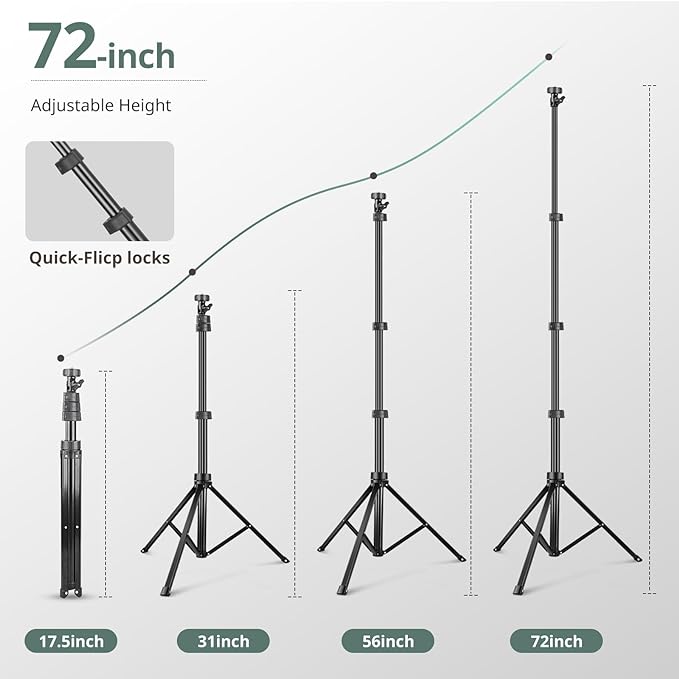 SENSYNE 72" Phone Tripod, Extendable Cell Phone Tripod Stand, Selfie Stick - Image 4