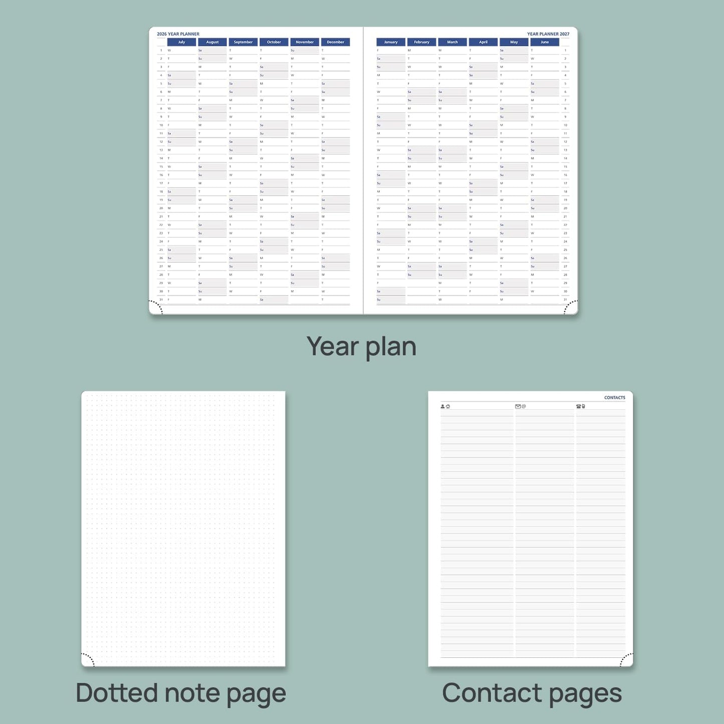 POPRUN Academic Planner 2025-2026, 8.5'' x 11.25'', Quarter-Hourly Appointment Book (July 2025-June 2026) with PU Leather Soft Cover, Dual Pockets, Monthly Tabs, 100GSM Thick Paper - Black