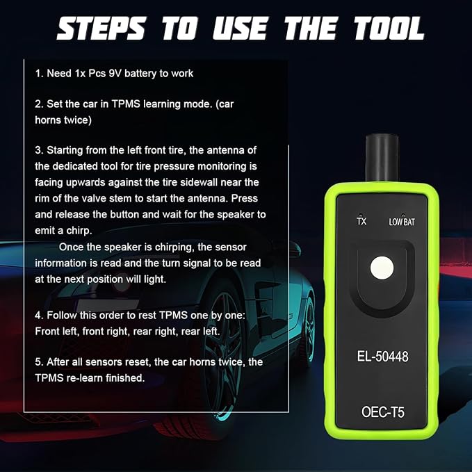 AICEL TPMS Relearn Tool for GM Vehicles, EL-50448 Tire Pressure Monitor Sensor - Image 5