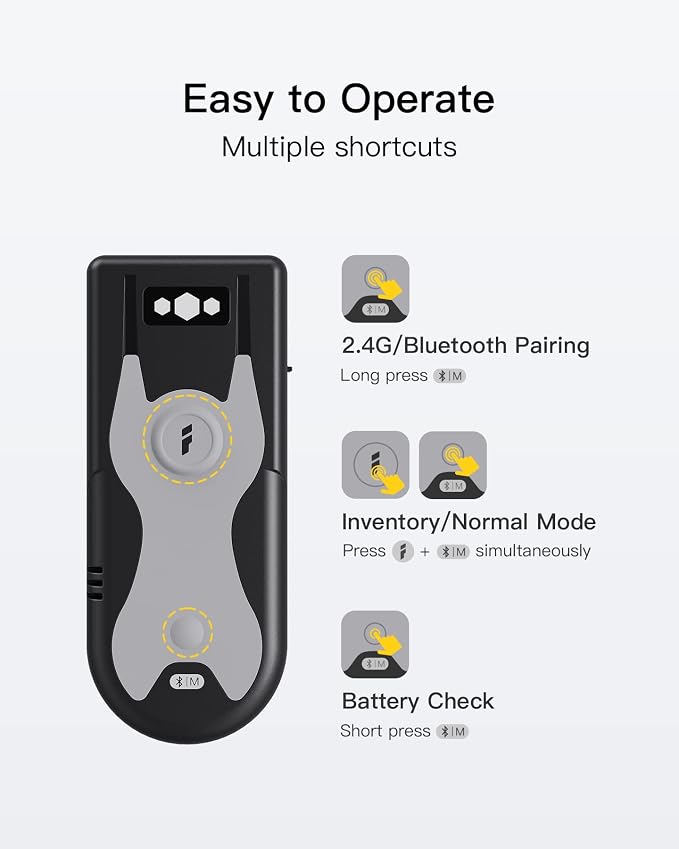 Inateck Bluetooth Scanner 1D Barcode Scanner 2.4Ghz USB Adapter, Screen Scanning - Image 5