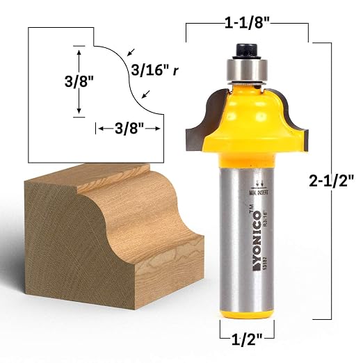 YONICO Roman Ogee Router Bits Edge Forming 3/8-Inch 1/2-Inch Shank 13187 - Image 2