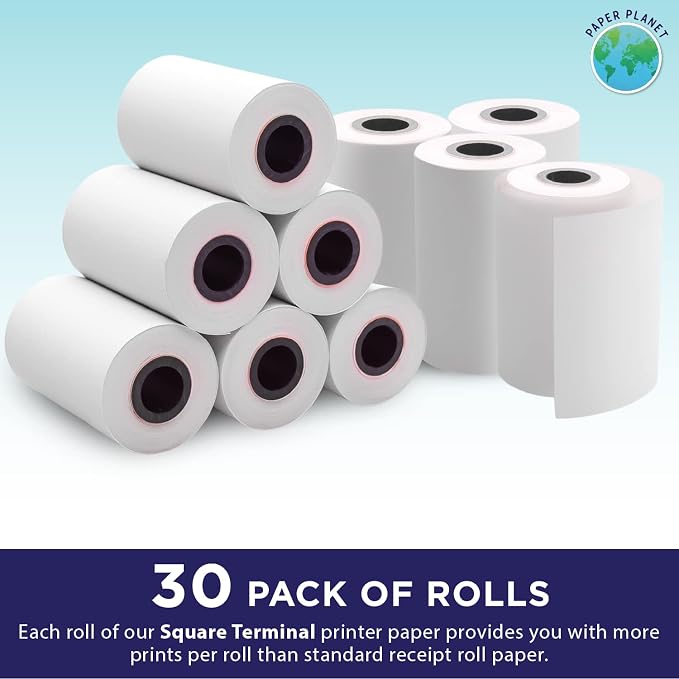 Thermal Receipt Printer Paper for Square Terminal by Paper Planet | 30 Rolls | - Image 2