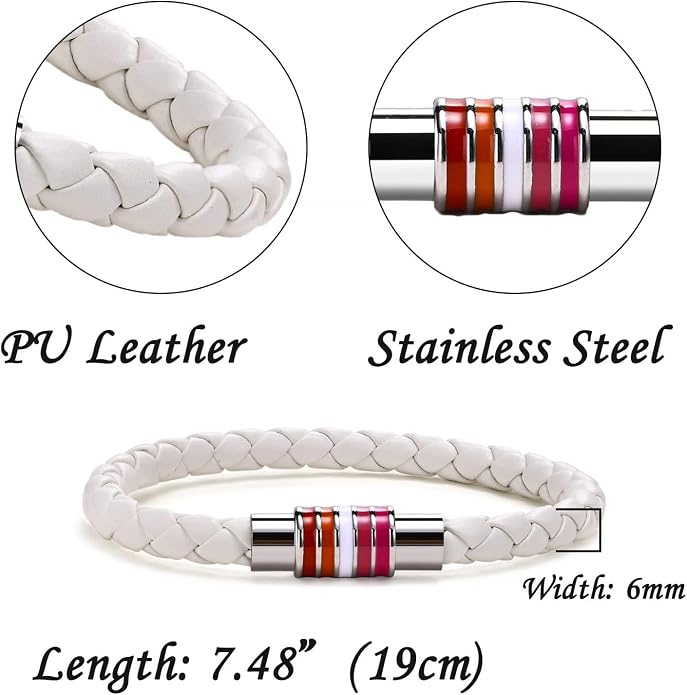 Nanafast Titanium Stainless Steel Rainbow LGBT Pride Bracelet Handmade Braided - Image 4