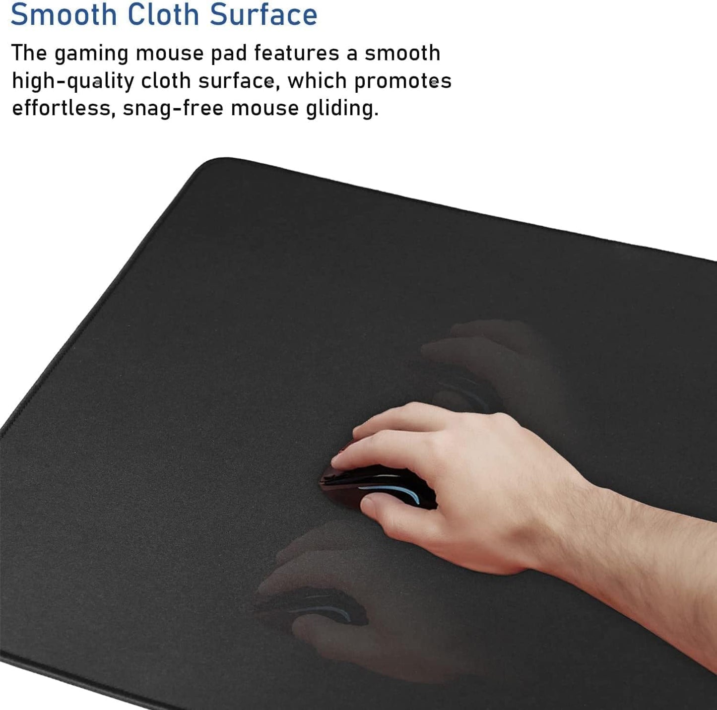 Large Mouse Pad, (31.5X11.8In) Durable Non-Slip Natural Rubber Base Desk Mousepad with Stitched Edges, Waterproof Computer Keyboard Pad Mat for Esports Pros/Gamer/Desktop/Office/Home - Black