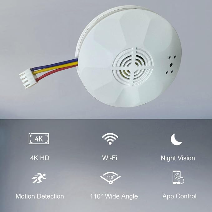 4K Ultra WiFi Hidden Camera, Smoke Detector Shaped Cameras - Image 2