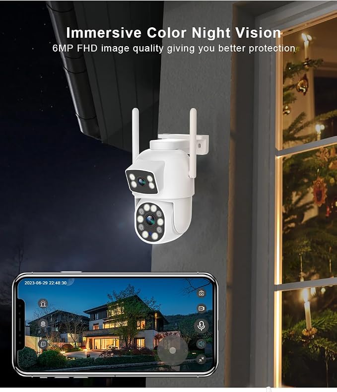 EVERSECU Dual Lens Linkage 6MP WiFi PTZ Security Camera Outdoor, 360° View - Image 8