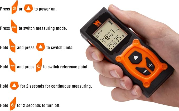WEN 10130 Multi-Unit Compact Digital 130-Foot Laser Distance Measure - Image 4