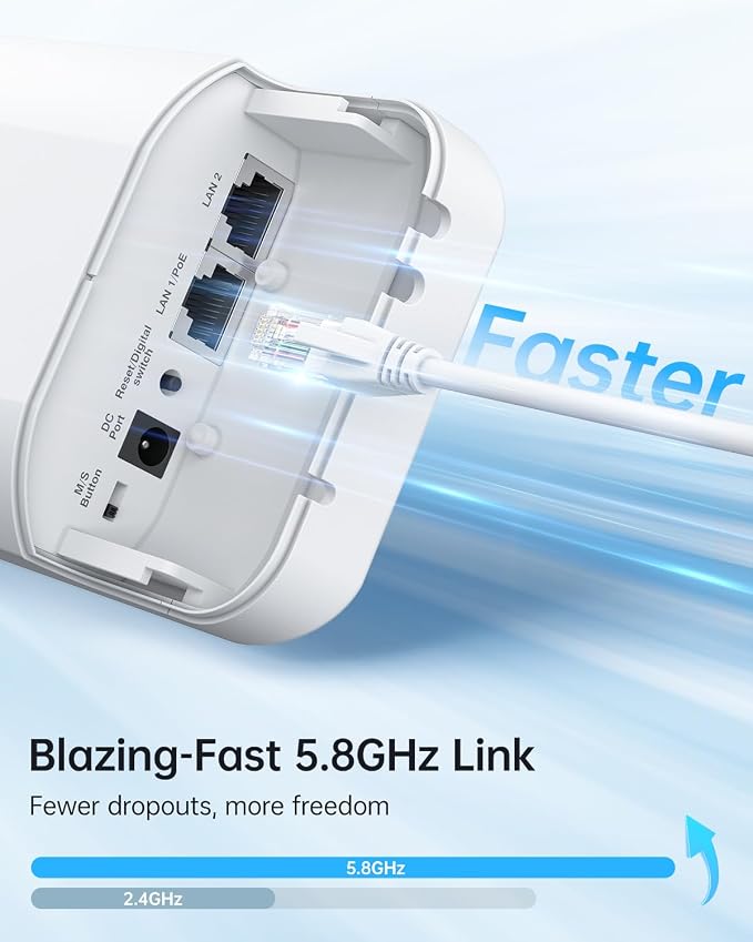 Wireless Bridge Point to Point Outdoor: Ueevii 5.8GHz Dual 100Mbps WiFi Bridge - Image 4