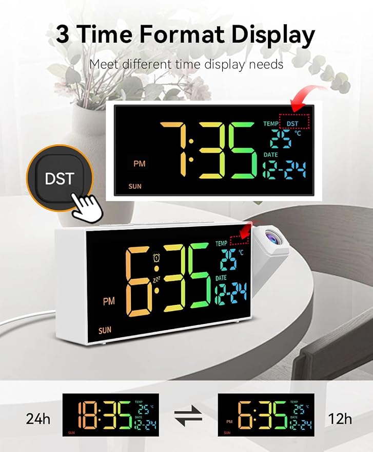 Netzu Projection Clock for Bedroom Ceiling, Alarm Clocks - Image 6