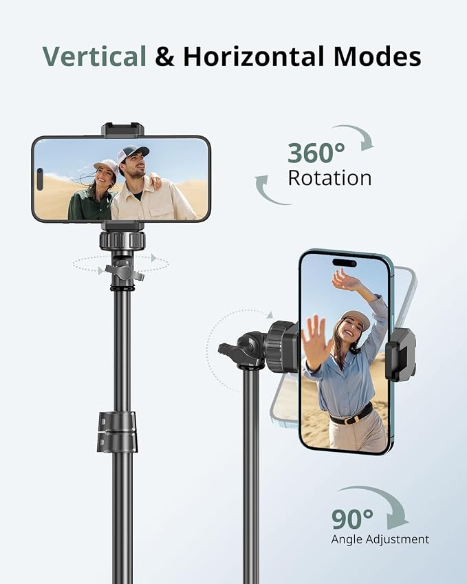 SENSYNE 62" Phone Tripod & Selfie Stick, Extendable Cell Phone Tripod Stand - Image 5