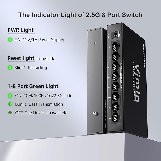 8-Port 2.5G Switch Unmanaged, 8 x 10/100/1000/2500Mbps RJ45 Ports, Plug & Play - Image 5